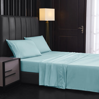 Solid Color Four-piece Sanded Bedsheet Set