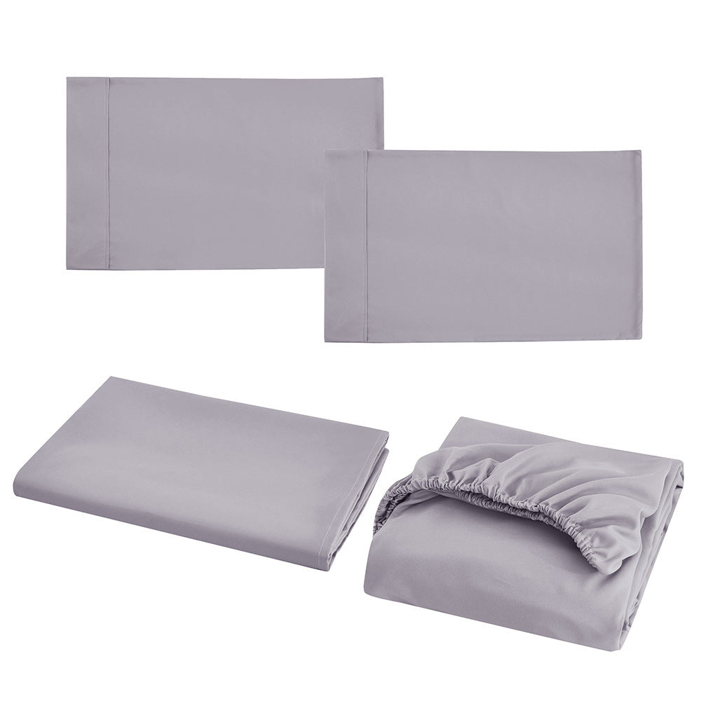 Solid Color Four-piece Sanded Bedsheet Set