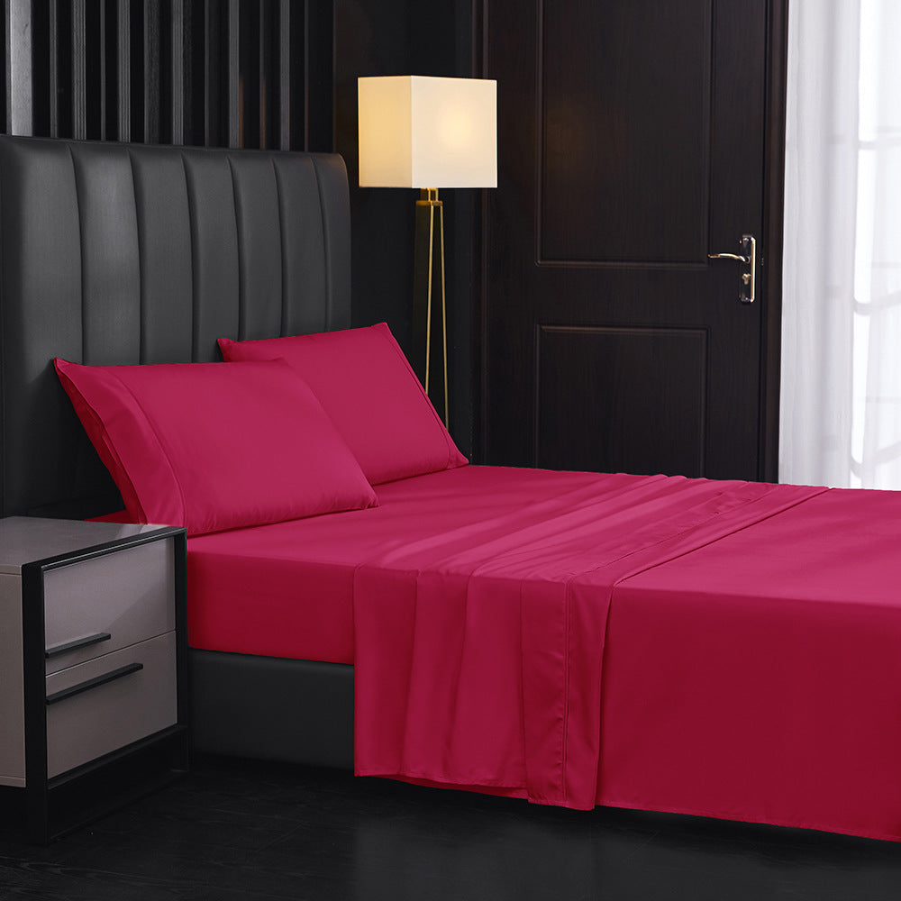 Solid Color Four-piece Sanded Bedsheet Set