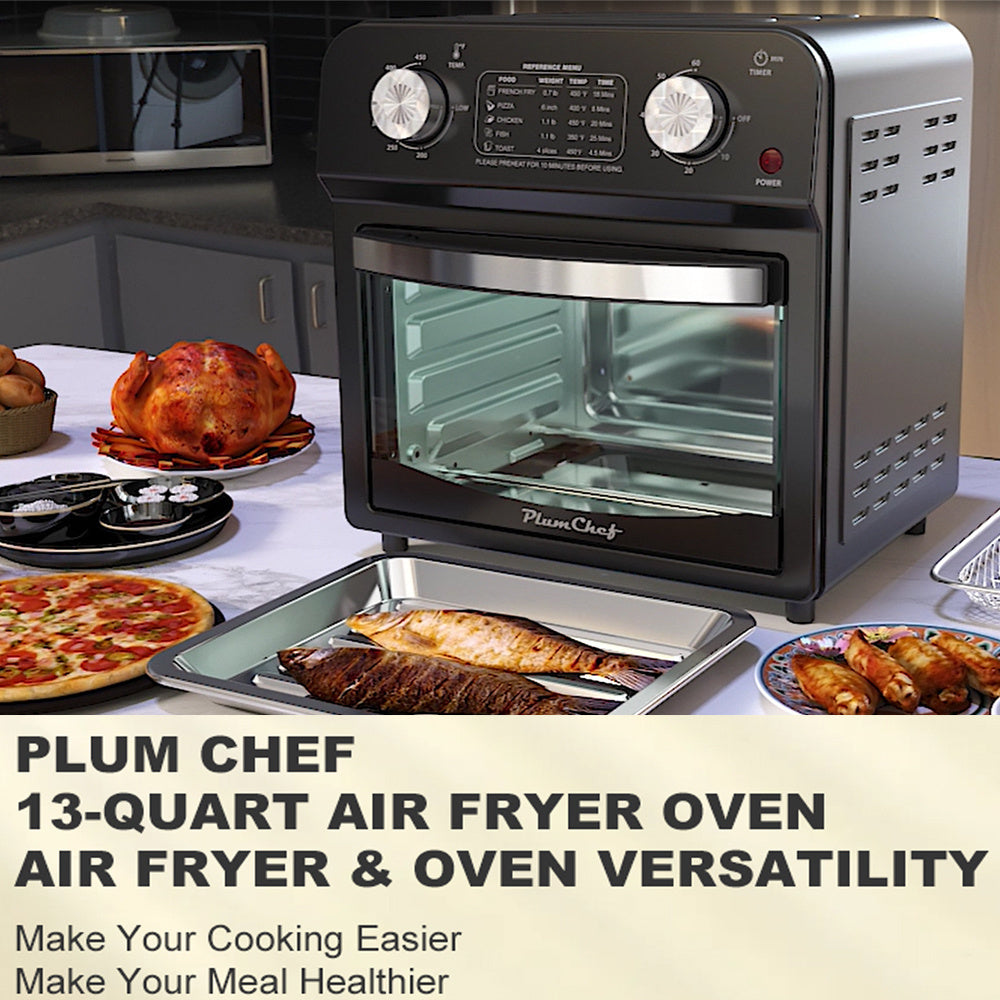 12.5 Qt Air Fryer With Dual Knob Control, Temperature Range, 60-Min Timer, Presets For French Fries, Pizza, Chicken, Fish, And Toast Healthy Oil-Free Cooking Oven