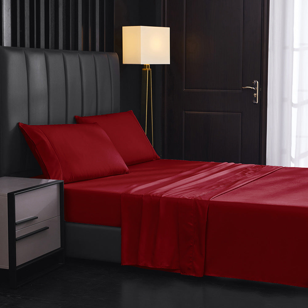 Solid Color Four-piece Sanded Bedsheet Set