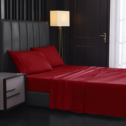 Solid Color Four-piece Sanded Bedsheet Set