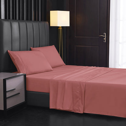 Solid Color Four-piece Sanded Bedsheet Set