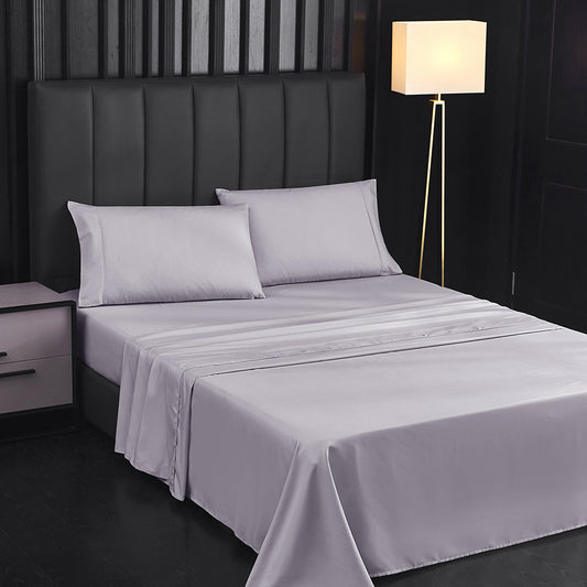 Solid Color Four-piece Sanded Bedsheet Set