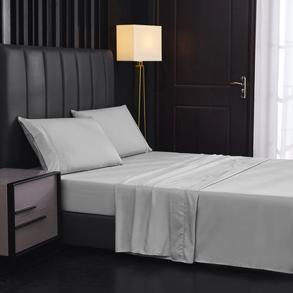 Solid Color Four-piece Sanded Bedsheet Set