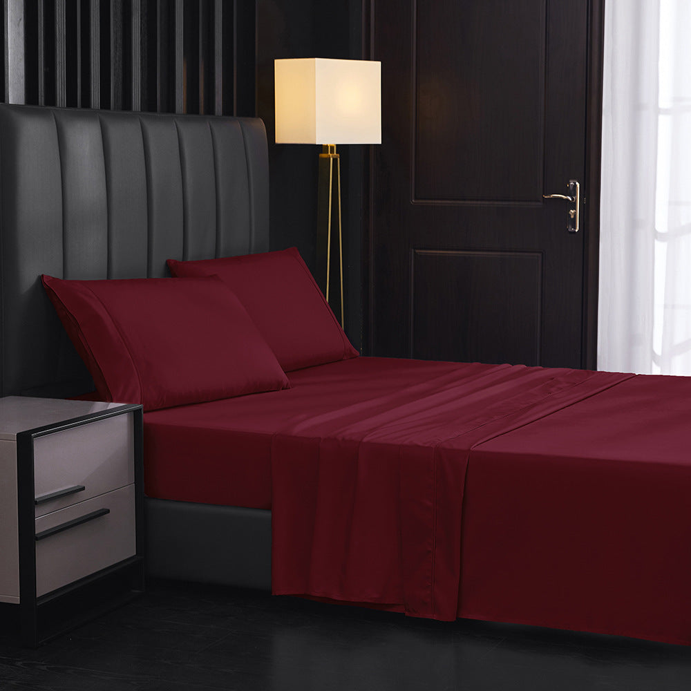 Solid Color Four-piece Sanded Bedsheet Set